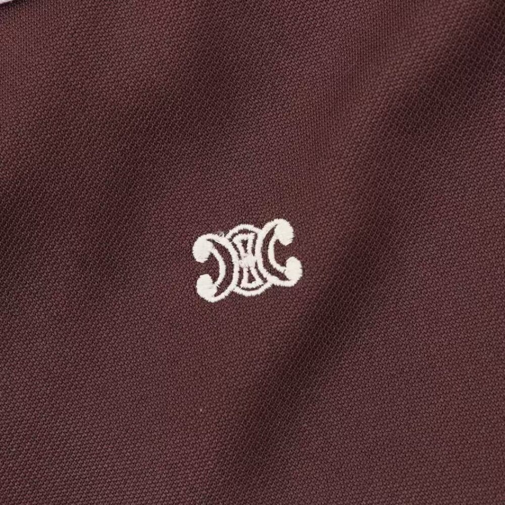 Celine Chocolate Patchwork Stand-Up Collar Baseba… - image 7